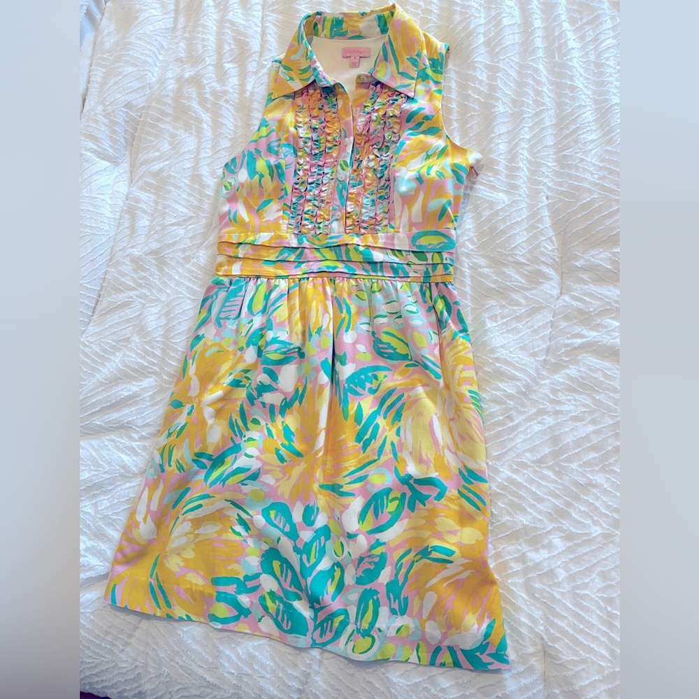 Lilly Pulitzer Sleeveless button and ruffle detail dress